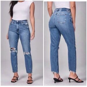 Abercrombie & Fitch The Mom HighRise Curve Love Women’s Distressed Jeans Sz 27/4